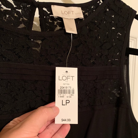 LOFT Tops - NWT Loft Black Shell w/ Lace Yolk sz LP
